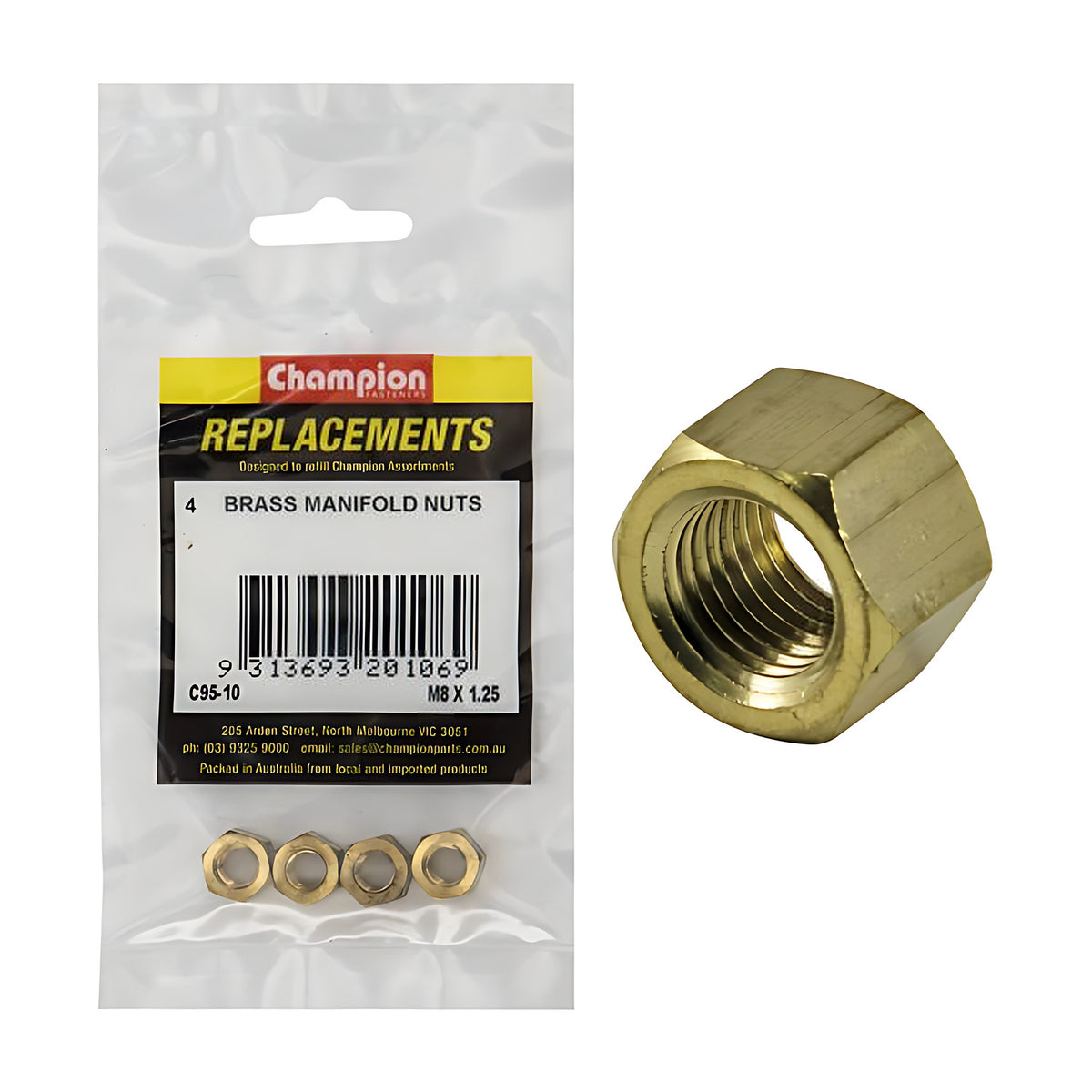 Champion Manifold Nut Brass - Metric