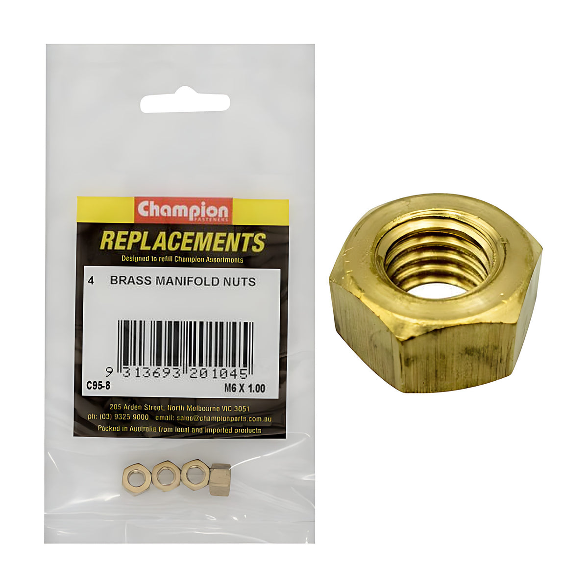 Champion Manifold Nut Brass - Metric