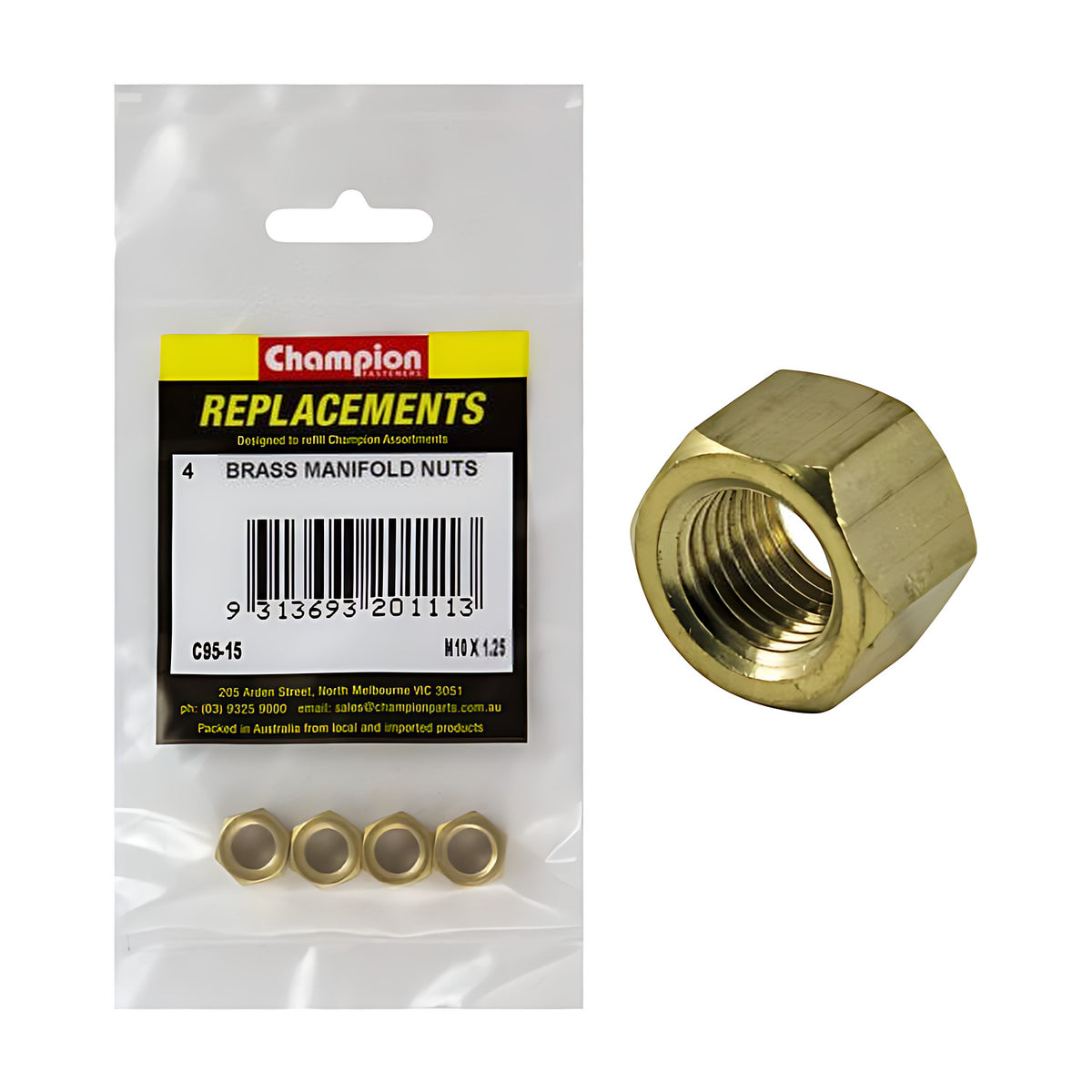 Champion Manifold Nut Brass - Metric