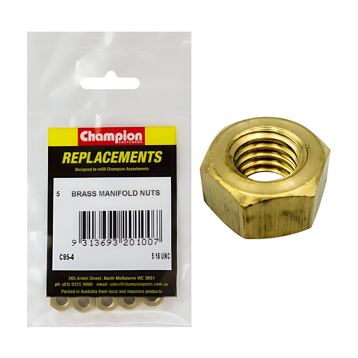 Champion Manifold Nut Brass - UNC