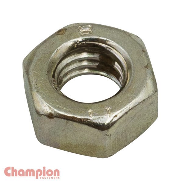 Champion NFT1 Hex Plain Nut Fine Thread Nickle Plated - AIMS Industrial Supplies