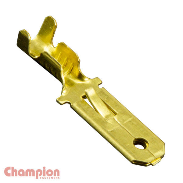 Champion QCM Crimp Terminal Male Lanced Push On Brass - 100/Pack