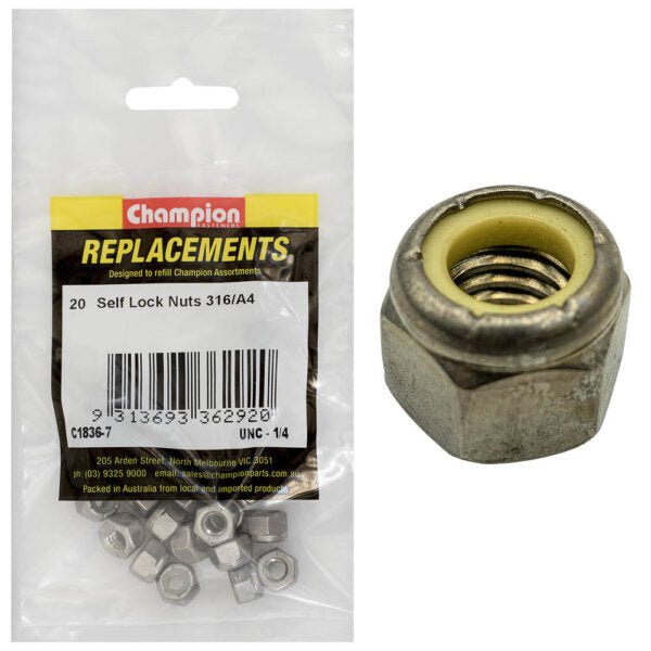 Champion Self Locking Hex Nut UNC - 316/A4 - AIMS Industrial Supplies