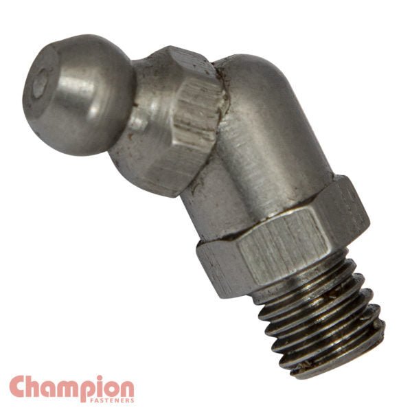 Champion SSCN1211 Grease Nipple 1/4" UNF 45° 316/A4 - 25/Pack - AIMS Industrial Supplies