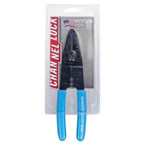 Channellock 908 Wire Stripper Plier 210 x 43mm Cut and Crimp - AIMS Industrial Supplies