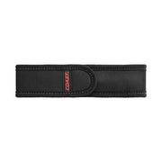 Black fabric Coast flashlight sheath with a hook-and-loop flap and a red COAST label, front view