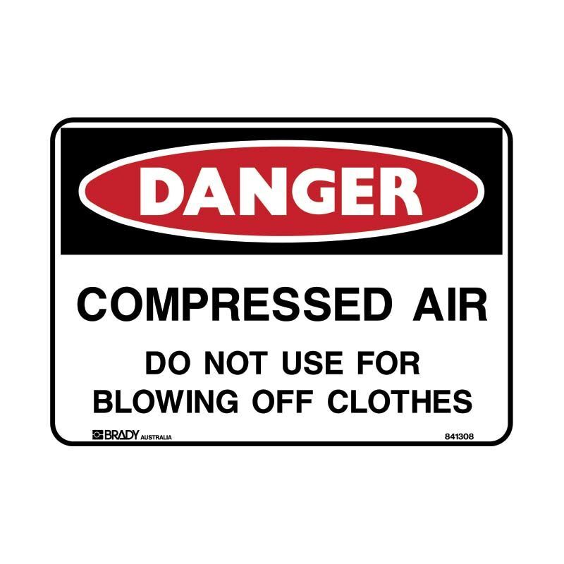 Compressed Air Do Not Use For Blowing Off Clothes Sign1