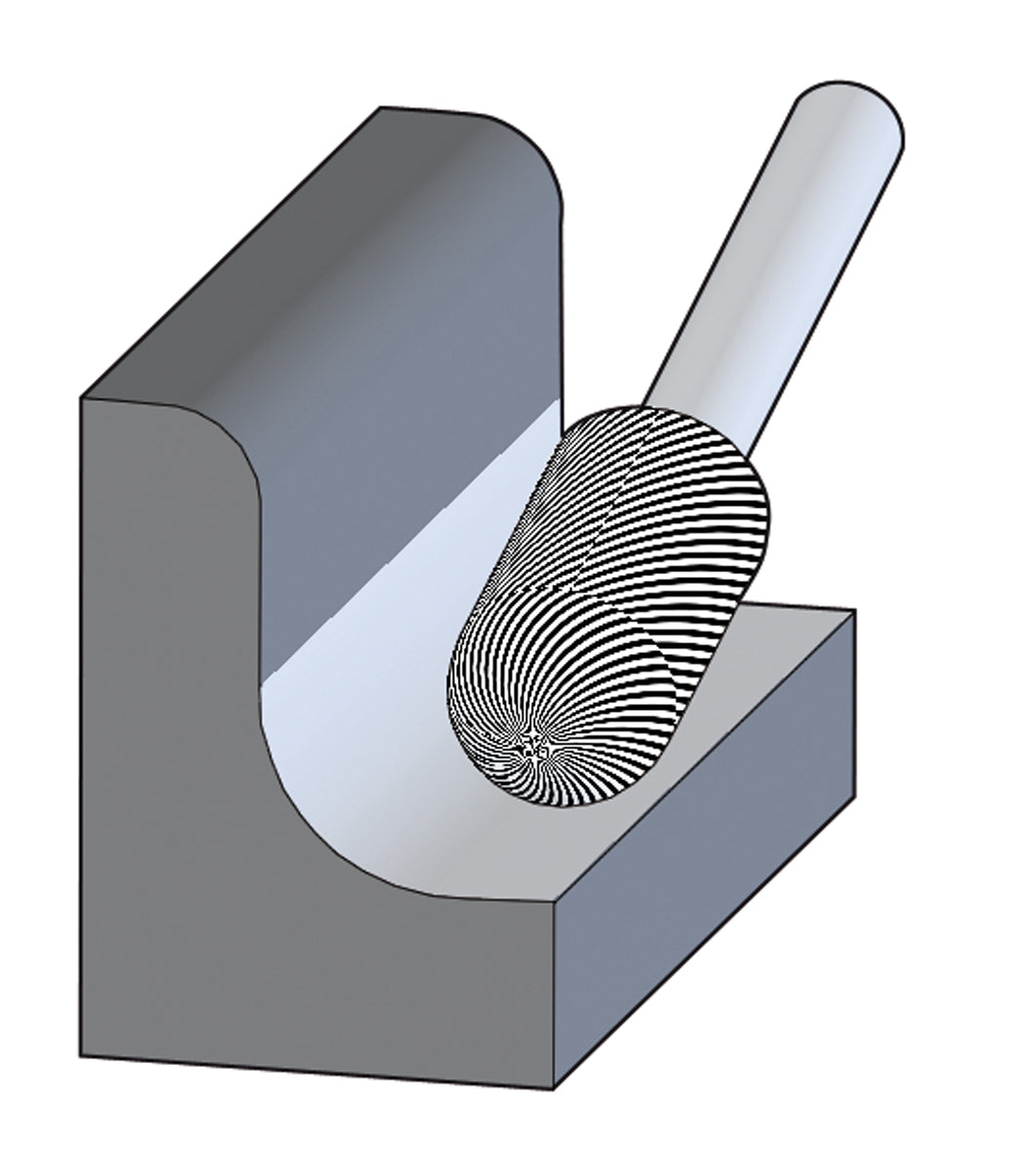 Cylindrical Radius End TC Burr WRC Allround, 1/4" Shank3