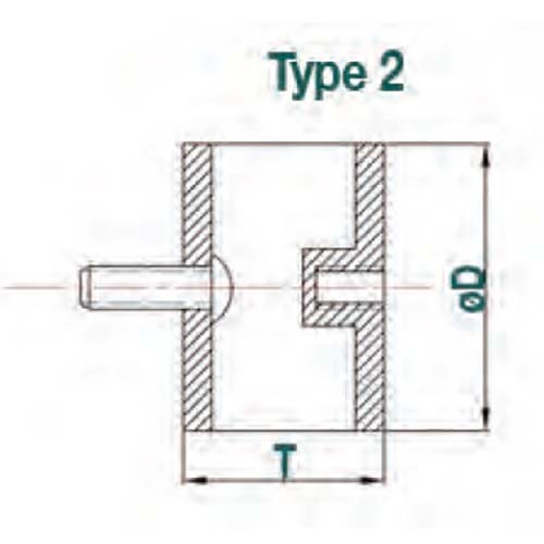 Cylindrical Rubber Mount Male-Female 40 Shore2