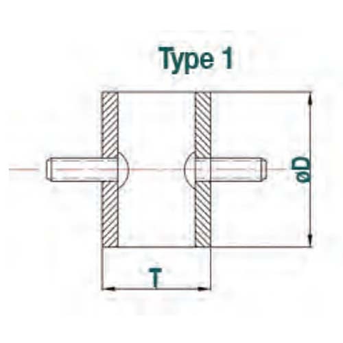 Cylindrical Rubber Mount Male-Male 55 Shore2