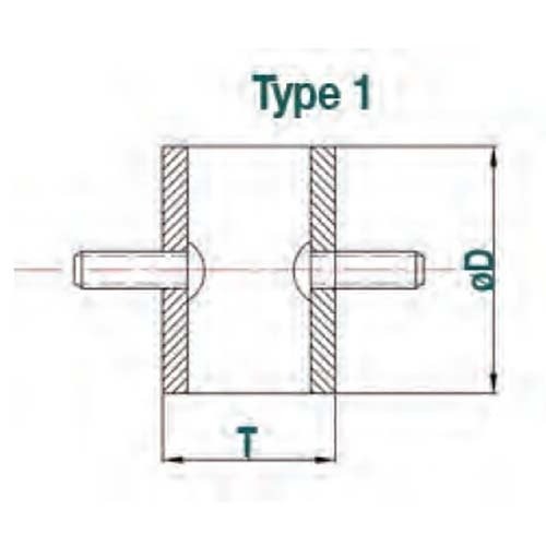 Cylindrical Rubber Mount Male - Male 65 Shore - AIMS Industrial Supplies