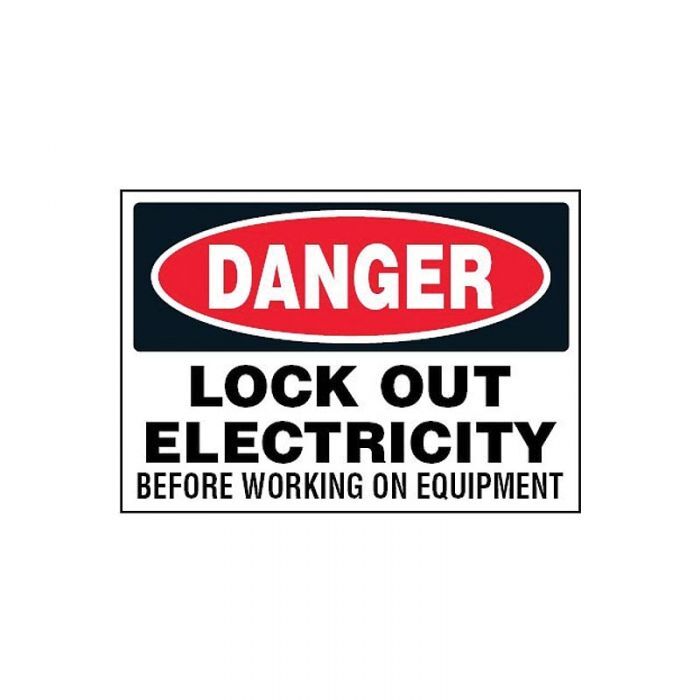 Danger Lock Out Electricity Before Working On Equipment - AIMS Industrial Supplies