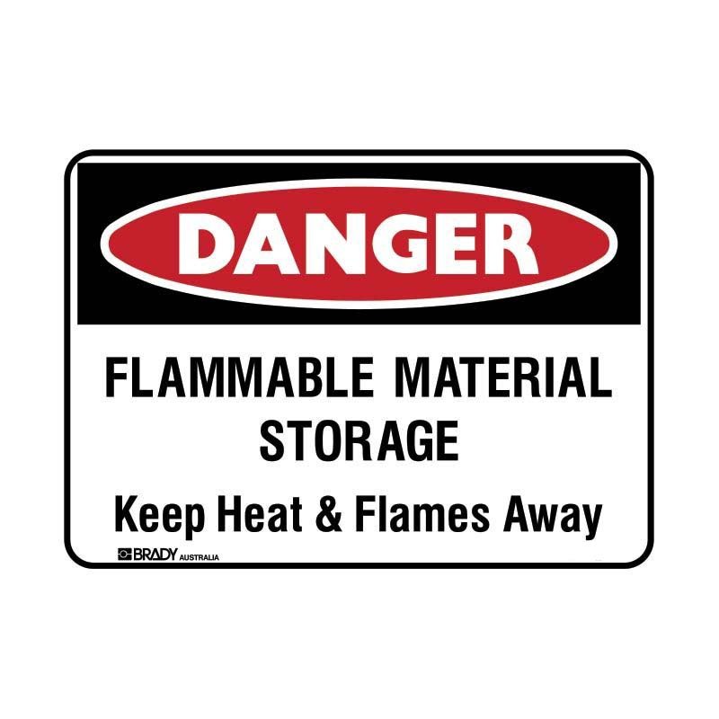 Danger Sign - Flammable Material Storage Keep Heat & Flames Away 600 x 450mm UltraTuff Metal