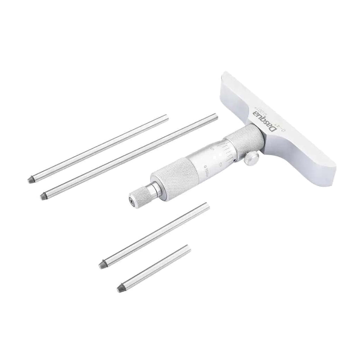Dasqua Depth Micrometer - Imperial, depth micrometer with base and four measuring rods