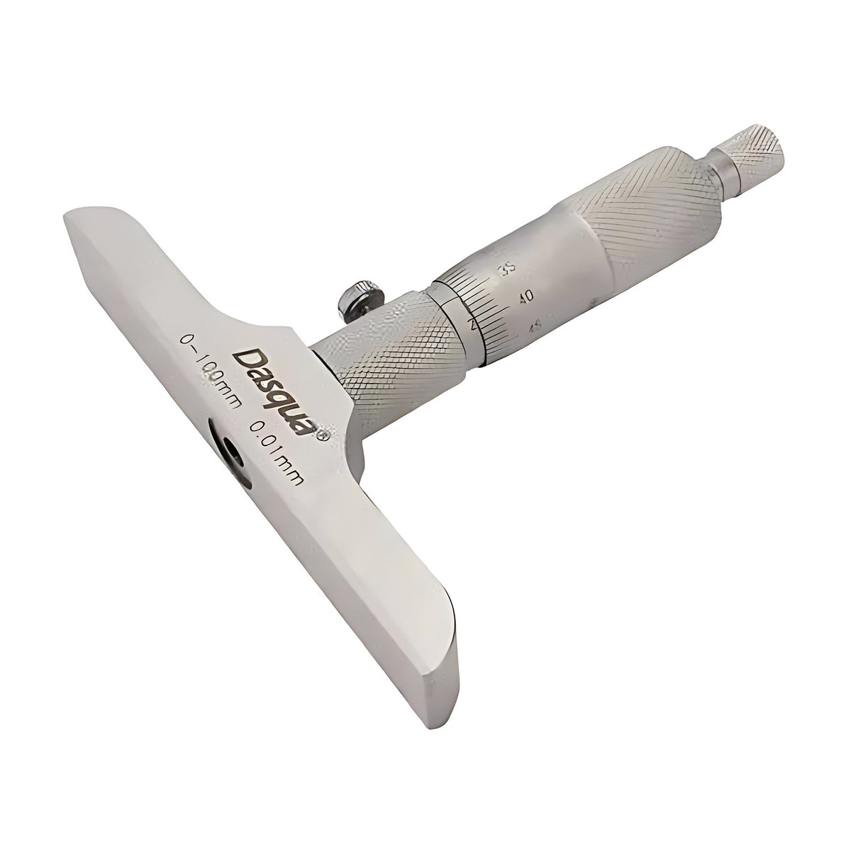 Dasqua Depth Micrometer, steel base and thimble, base marked 0-100mm 0.01mm