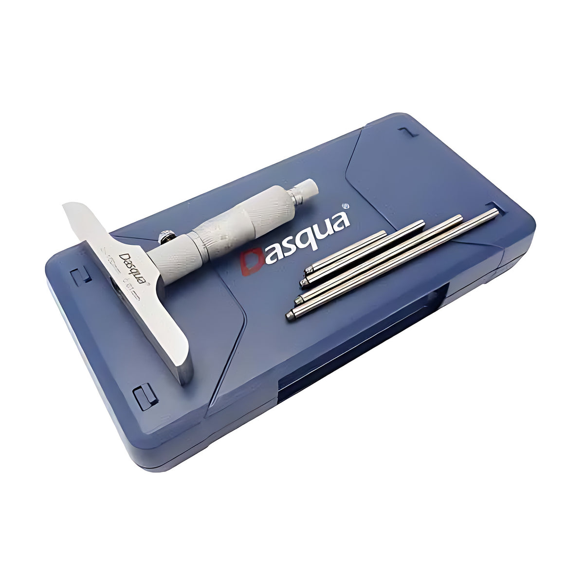 Dasqua Depth Micrometer, with measuring rods in a blue storage case