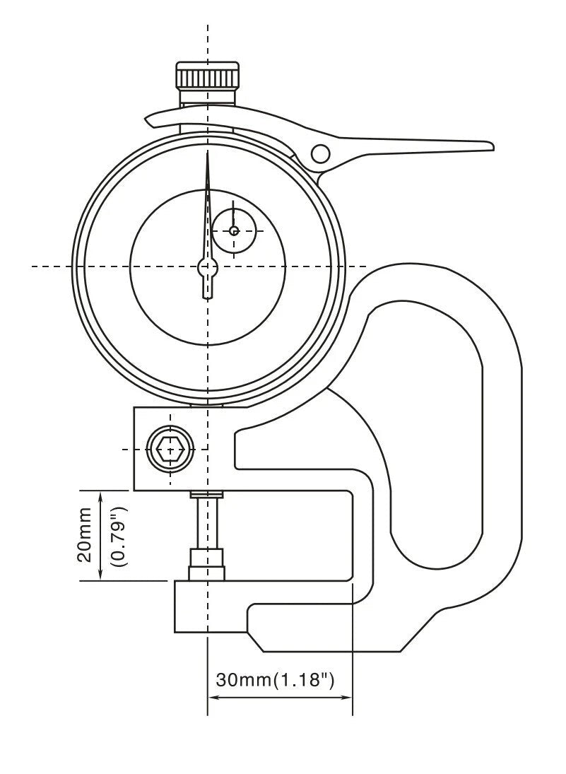 Dasqua Dial Thickness Gauge 0 - 30mm Range 0.01mm Graduation - DTG030 - AIMS Industrial Supplies