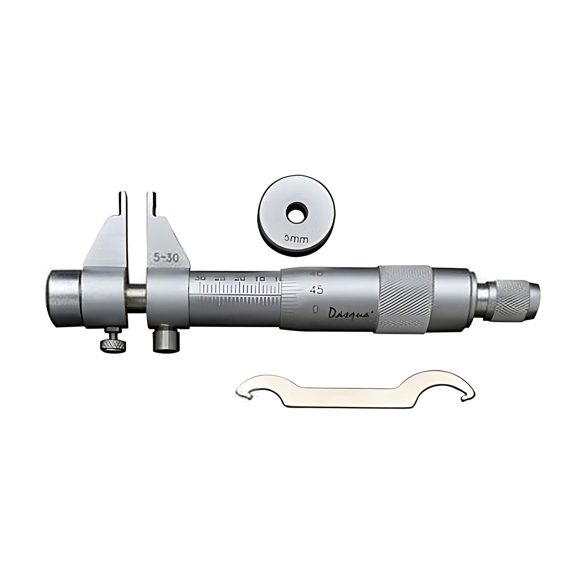 Dasqua Caliper Type Inside Micrometer, steel micrometer with setting ring and spanner