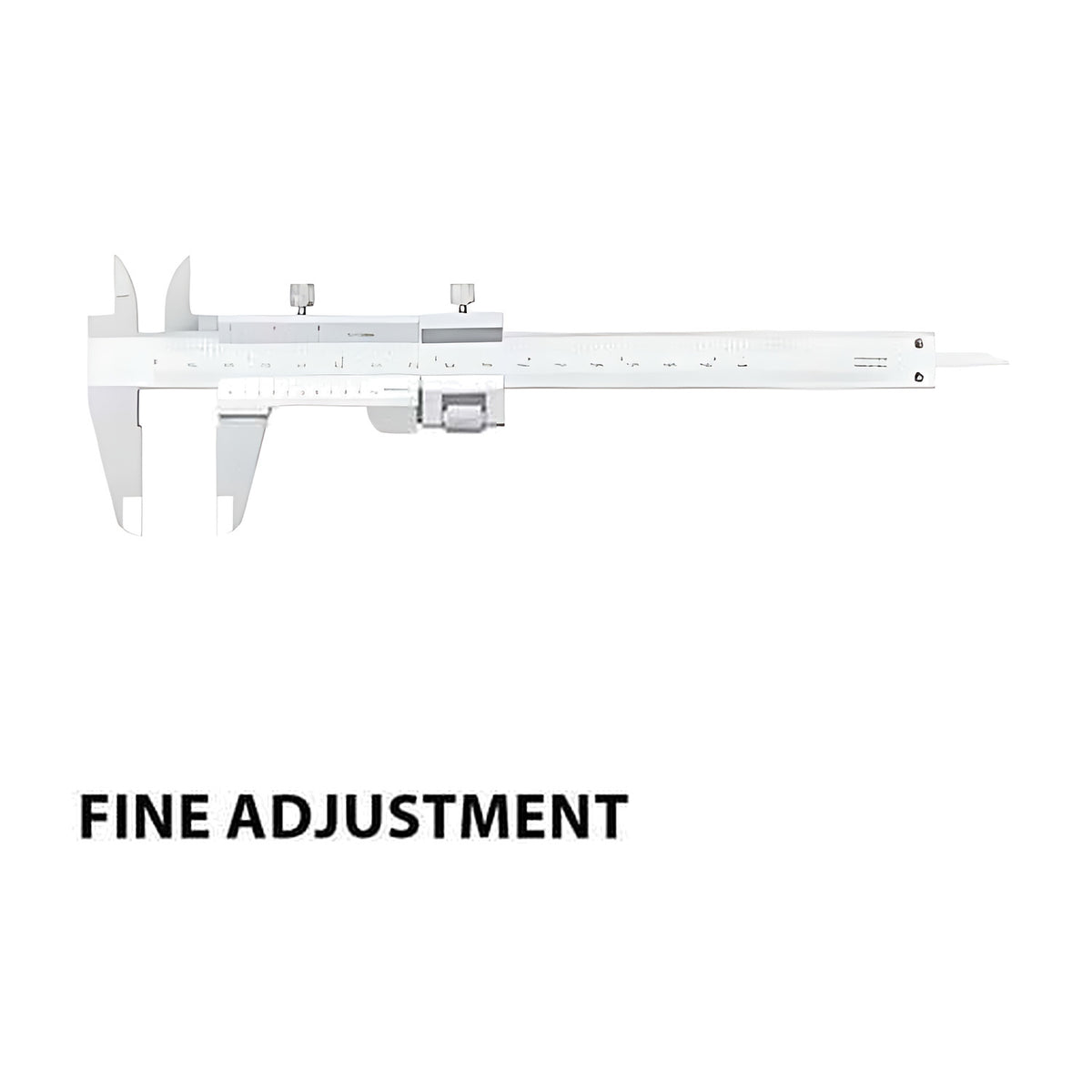 Dasqua Vernier Caliper Fine Adjustment Stainless Steel, caliper labelled Fine Adjustment, view 2