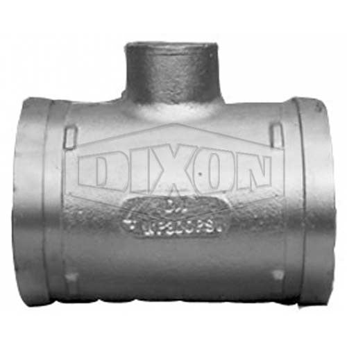 Dixon 100 x 100 x 25mm Standard Roll Grooved Tee Coupled W/ BSP Outlet - Galv1