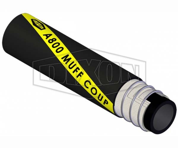 Dixon 152mm x 20m Rubber Material Handling Muff Coupling Hose Black A800150020