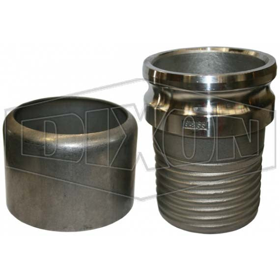 Dixon 2-1/2" 316 Stainless Steel Scroll Tail Camlock Type E Adaptor x Hose Shank W/ Ferrule