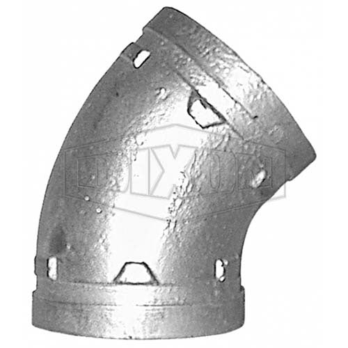 Dixon 4" (100mm) Roll Grooved 45° Elbow Short - Style 101S - Galvanised
