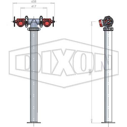 Dixon SA Twin Hydrant Riser 100mm - AIMS Industrial Supplies