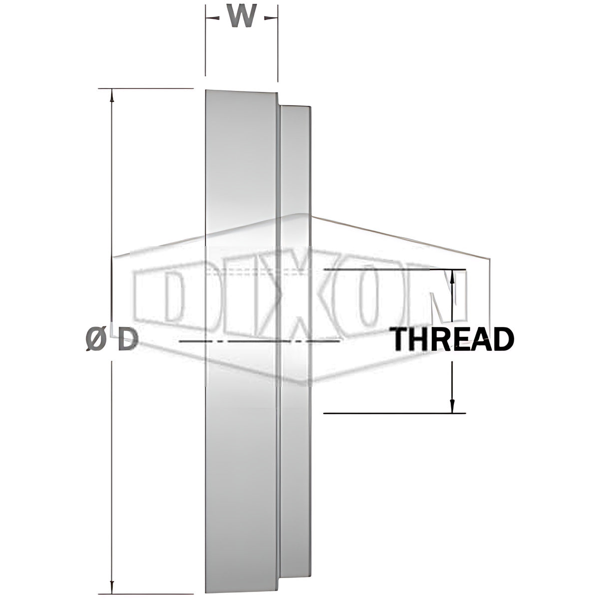 Dimension drawing of Dixon Shouldered Blank End With Female BSP Outlet Galvanised Mild Steel