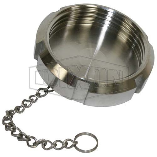 Dixon SMS Sanitary Fitting Blank Nut 6 Slots with Chain - AIMS Industrial Supplies