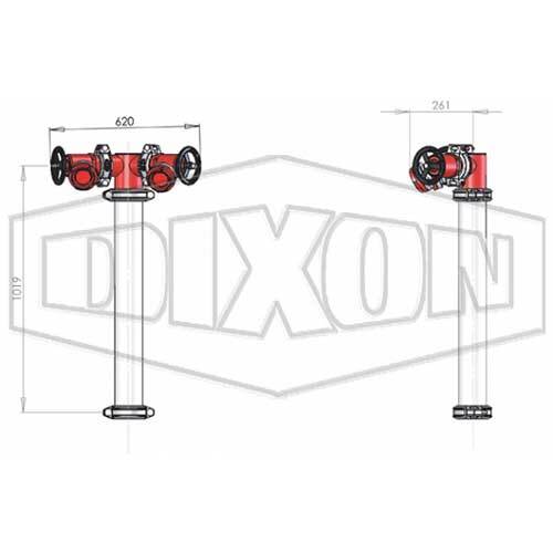 Dixon WA Twin Hydrant Riser 150mm - Galvanised