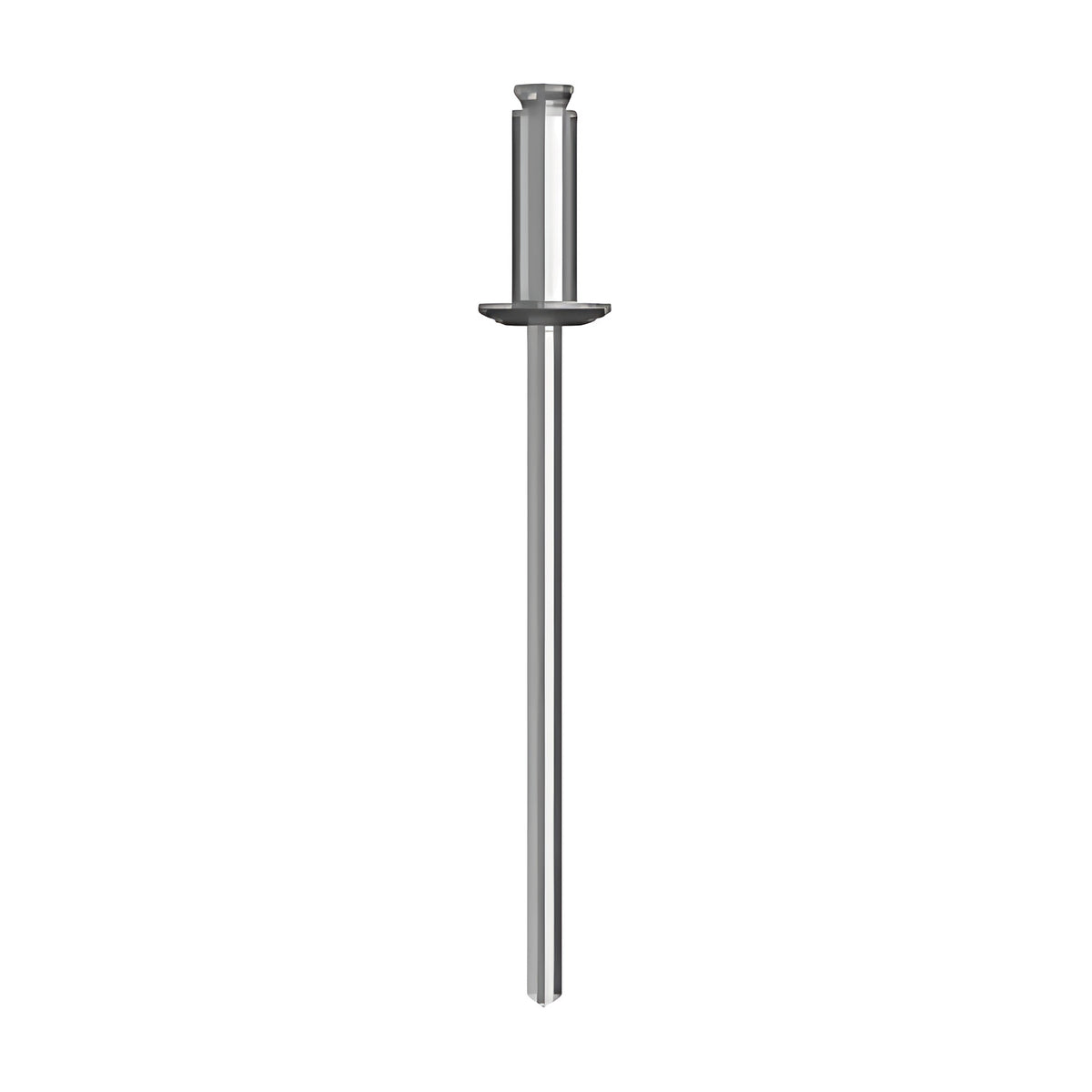 Hobson dome head peel rivet #64 to #612, silver body with wide flange, dome head and long mandrel stem