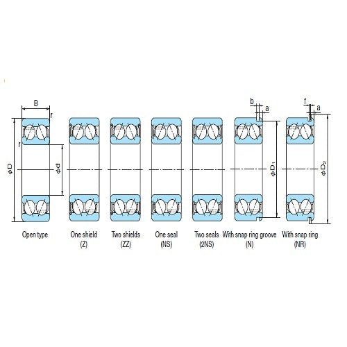 Double Row Angular Contact Ball Bearing ZZ Metal Shields - AIMS Industrial Supplies