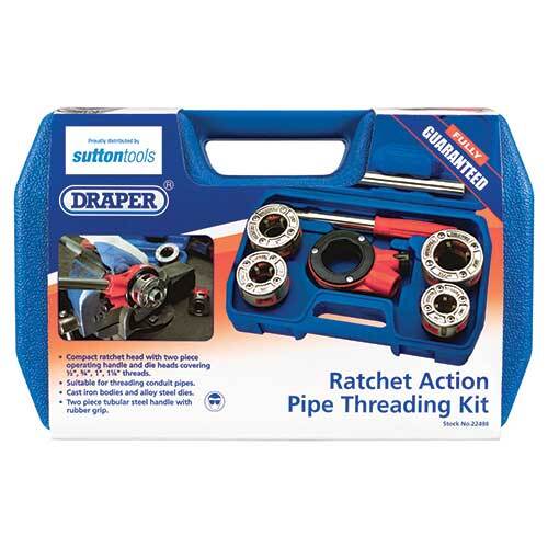 Draper Ratchet Action Pipe Threading Kit BSPT M4550002 - AIMS Industrial Supplies