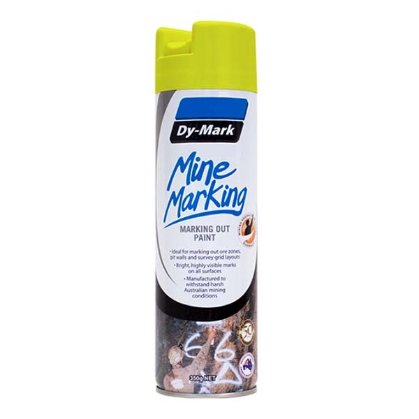 Dy-Mark Mine Marking Vertical (Upright/Inverted Spray) Fluro Yellow 350g