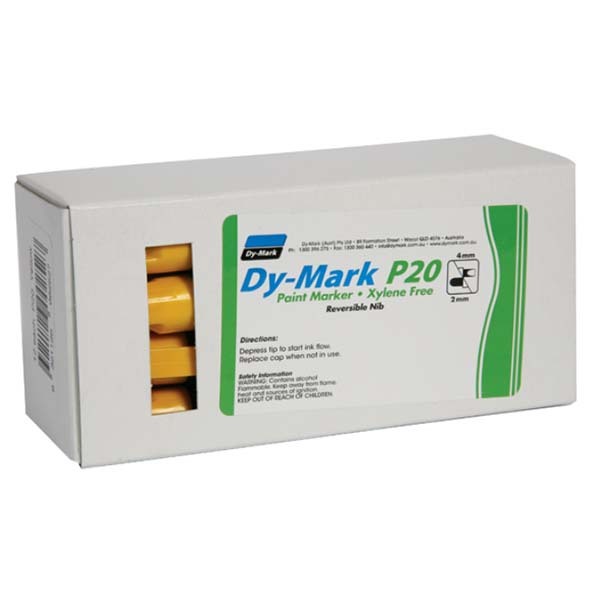 Dy-Mark P20 Paint Marker Reversible Bullet/Chisel Tip Yellow