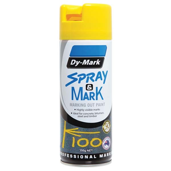 Dy-Mark Spray & Mark Fluro Yellow 350g (Marking Out Paint)