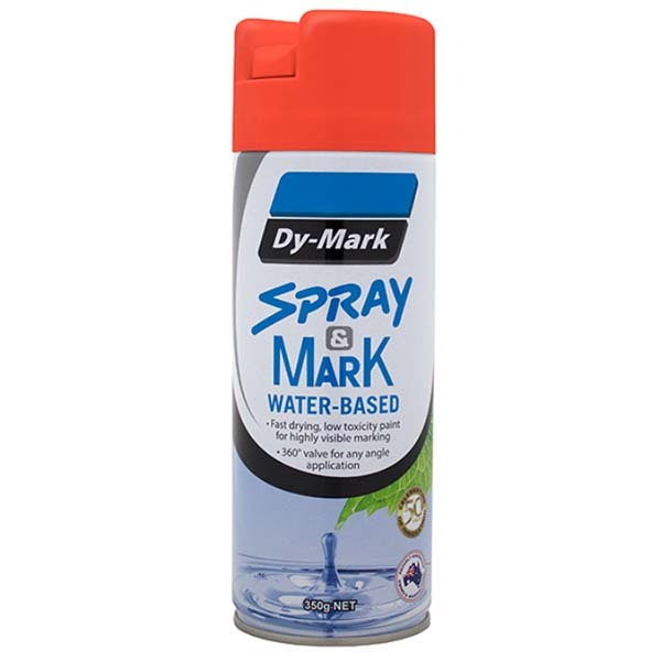 Dy-Mark Spray & Mark Water Based Fluro Orange 350g (Marking Out Paint)