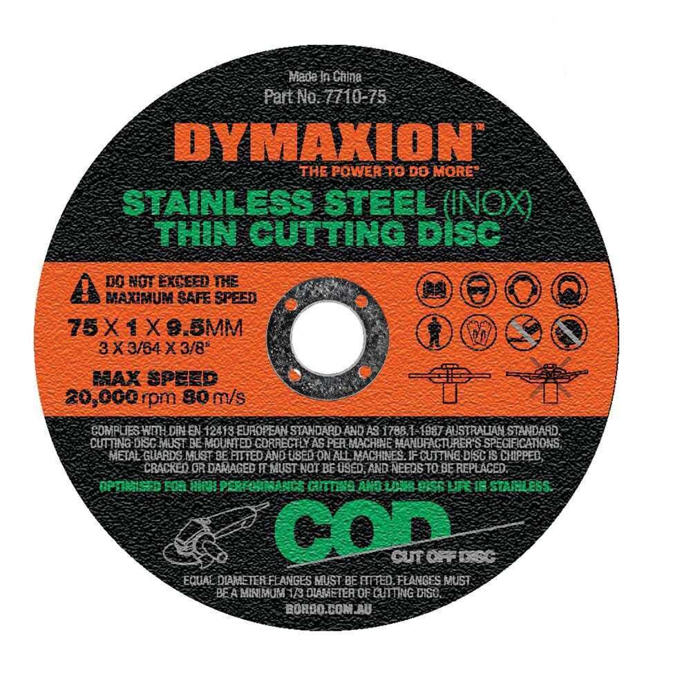 Dymaxion 75mm Stainless Steel (INOX) Thin Cutting Disc - 10/Pack - AIMS Industrial Supplies