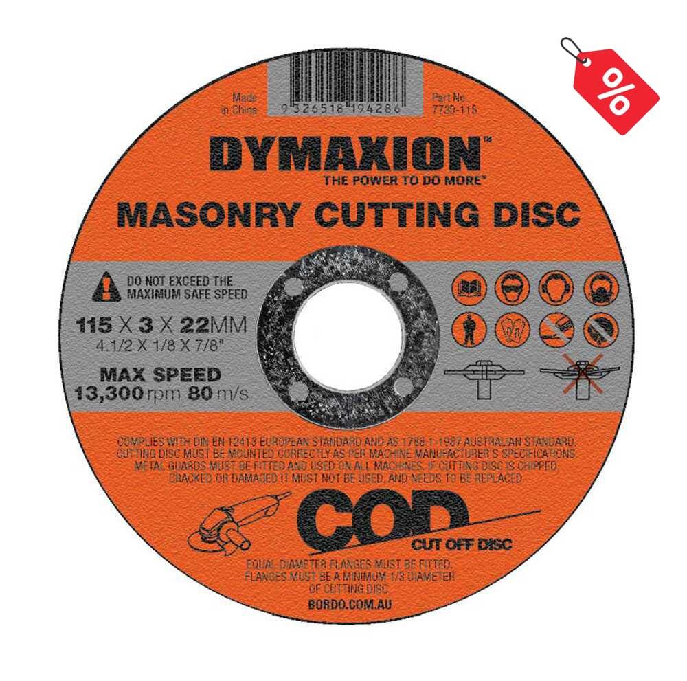 Dymaxion Masonry Cutting Disc 115 x 3 x 22mm Bore - Pack of 5