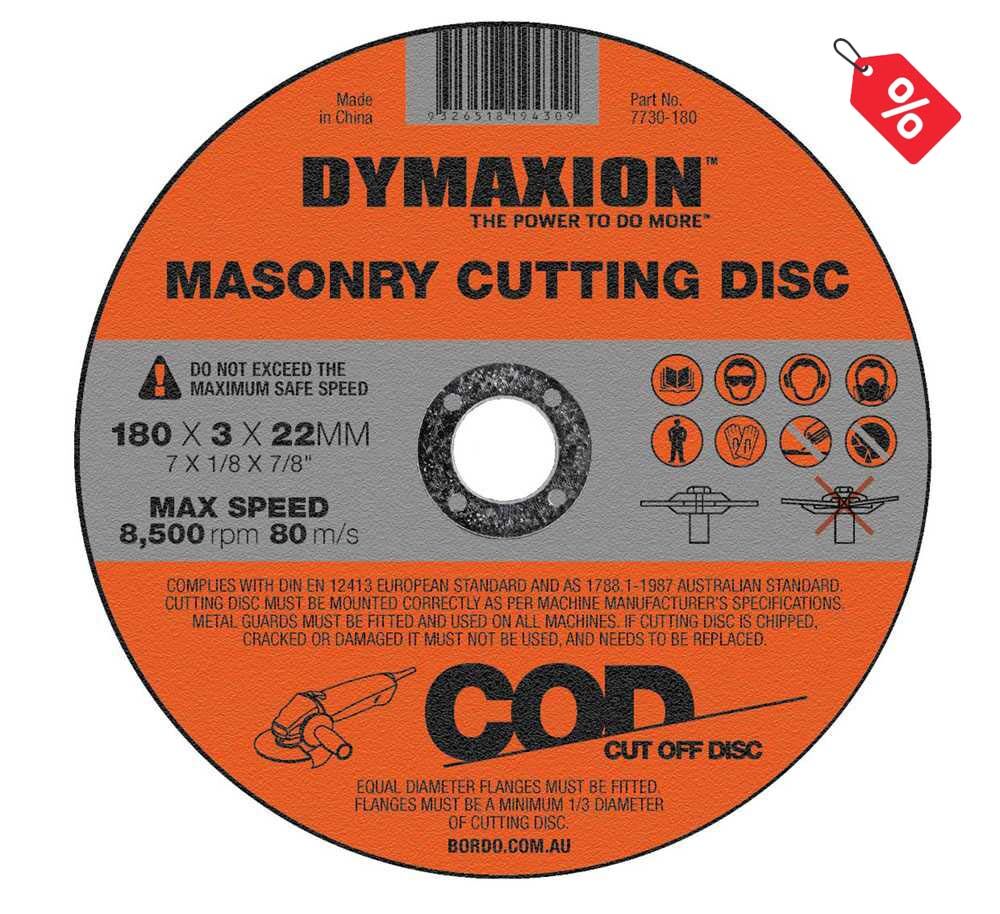 Dymaxion Masonry Cutting Disc 180 x 3 x 22mm Bore - Pack of 5