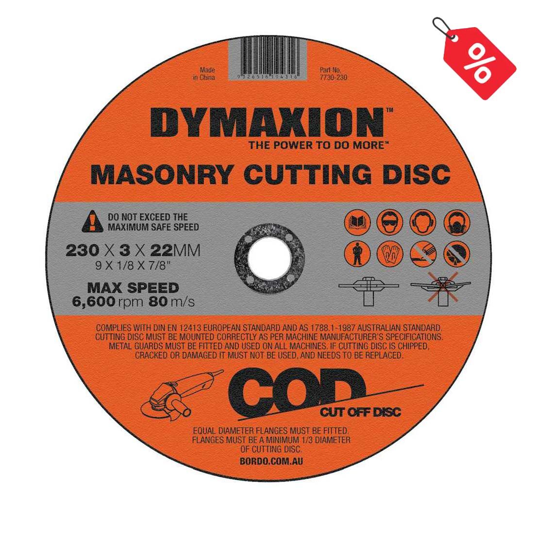 Dymaxion Masonry Cutting Disc 230 x 3 x 22mm Bore - Pack of 5