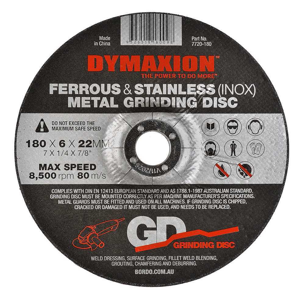 Dymaxion Metal Grinding Disc 180 x 6 x 22mm - Pack of 5