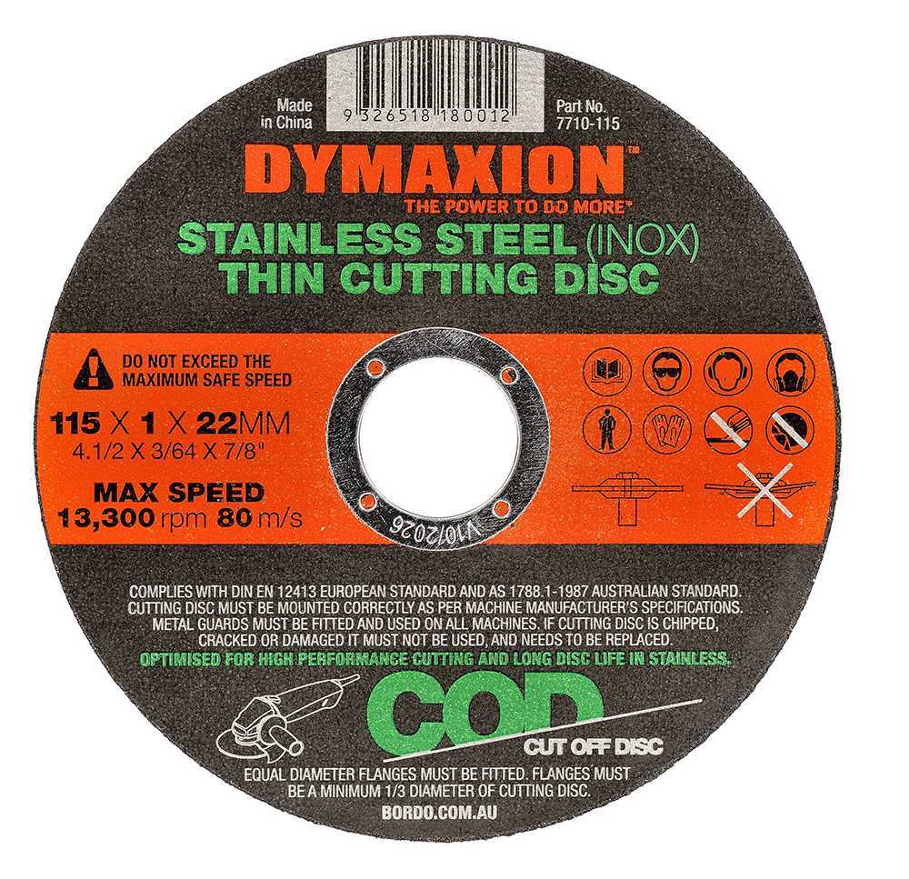 Dymaxion Stainless Steel (INOX) Thin Cutting Disc - AIMS Industrial Supplies