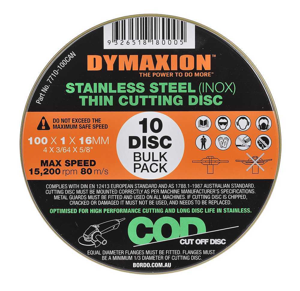 Dymaxion Stainless Steel (INOX) Thin Cutting Disc - AIMS Industrial Supplies
