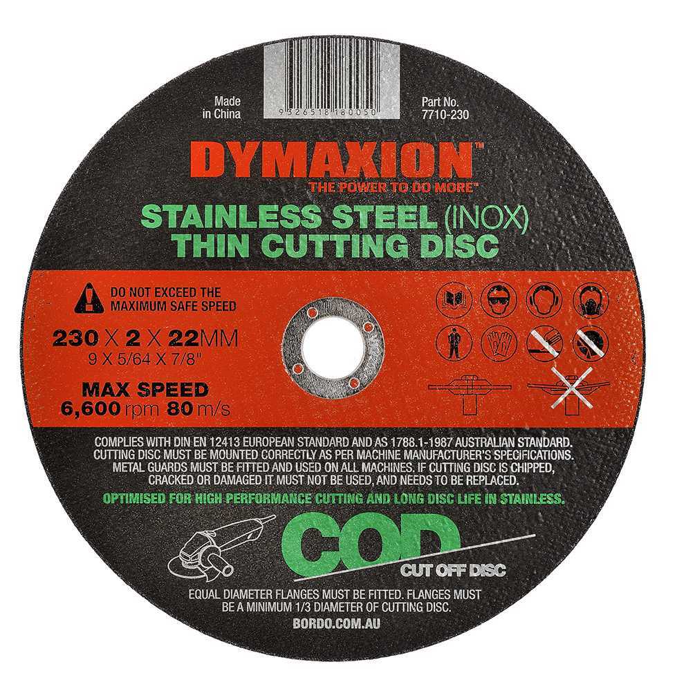 Dymaxion Stainless Steel (INOX) Thin Cutting Disc - AIMS Industrial Supplies