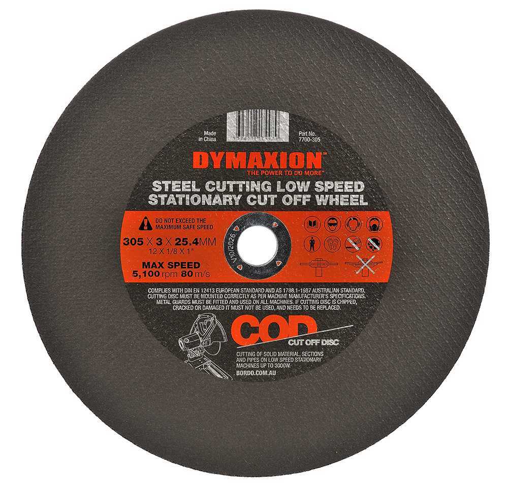 Dymaxion Steel Cutting Low Speed Stationary Cut Off Wheel 305 x 3 x 25.4mm - Pack of 5