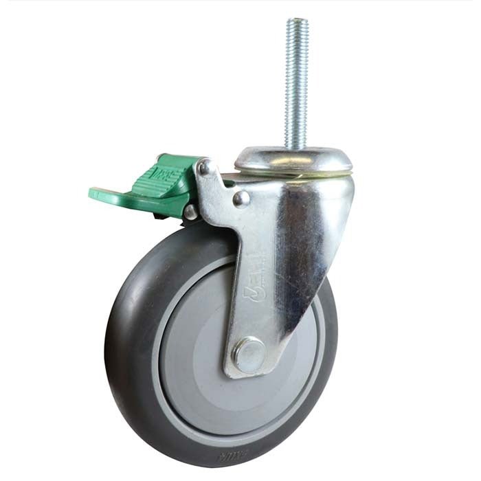 EasyRoll 125mm Grey Rubber Swivel Brake Bolt Hole Directional Lock Castor G6 - AIMS Industrial Supplies