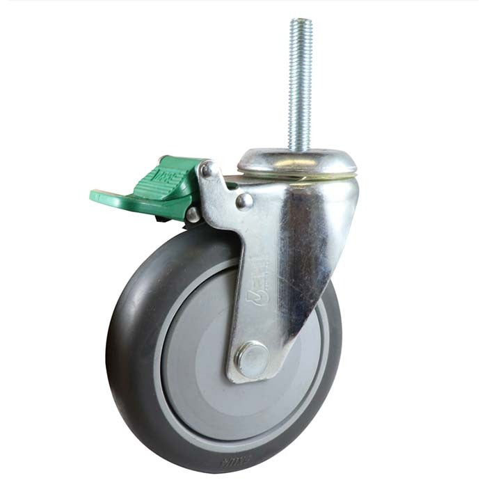 EasyRoll 125mm Grey Rubber Swivel Brake Bolt Hole Directional Lock Castor G61