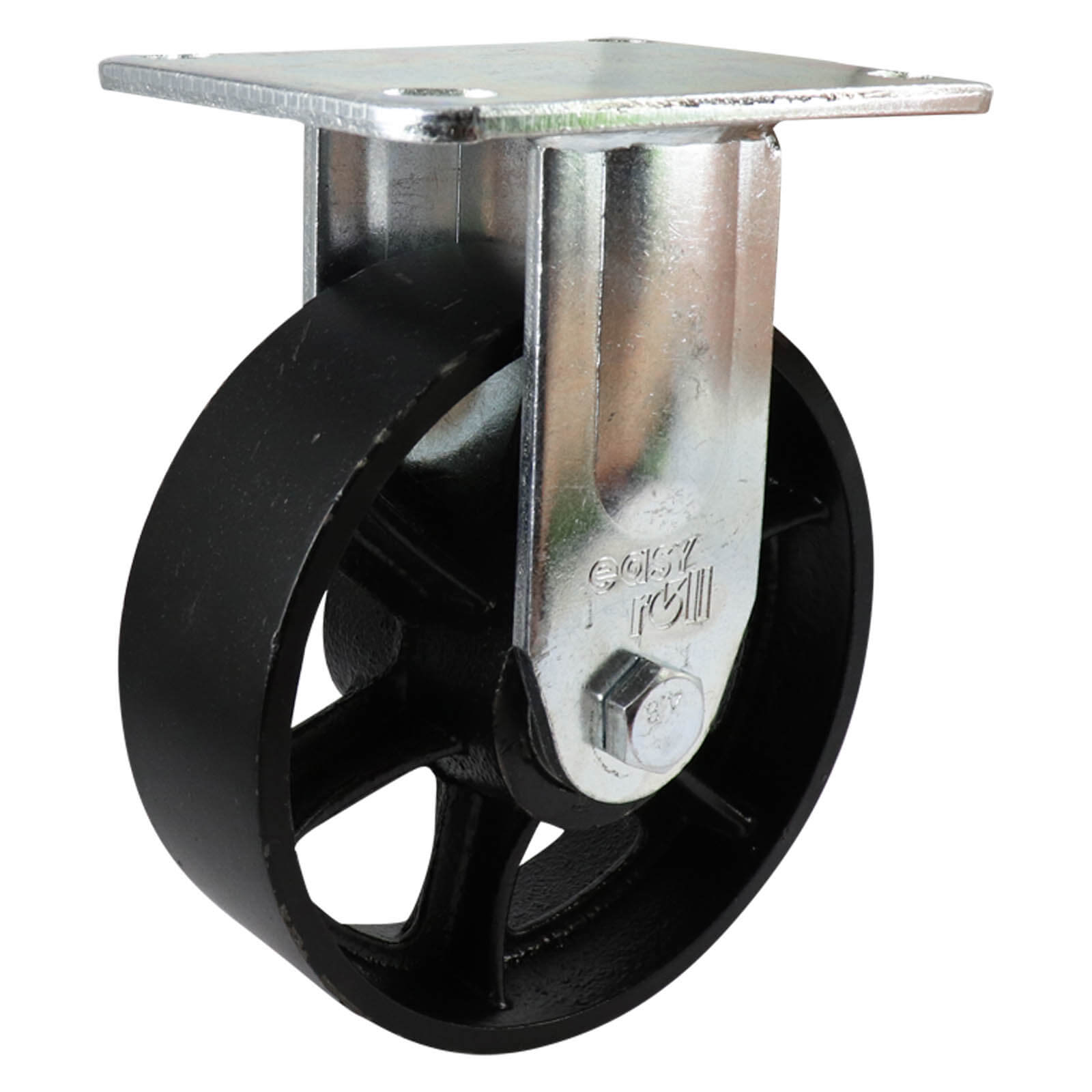 EasyRoll 150mm Fixed Plate Castor - Cast Iron Wheel J3